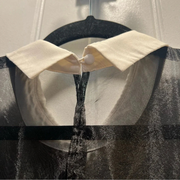 Betsey Johnson Women's Black Sheer Neckline White Collar Dress. Size 10. - Picture 8 of 13